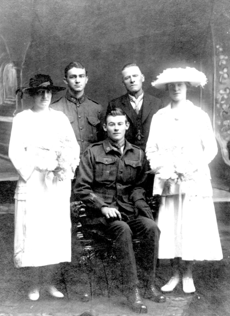 Photo of Ralph Simon Johnston Knight sitting with his bride Dot on right in 1919